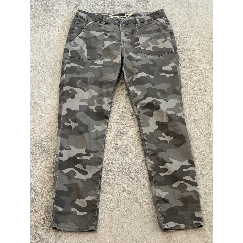 Seven7 Jeans Womens 8 Gray Utility Ankle Skinny Camouflage Camo Emo Indie